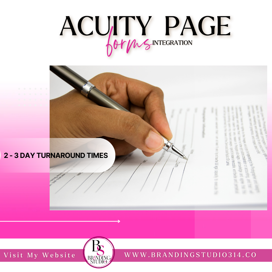 Add forms to Acuity Page - BrandingStudio314