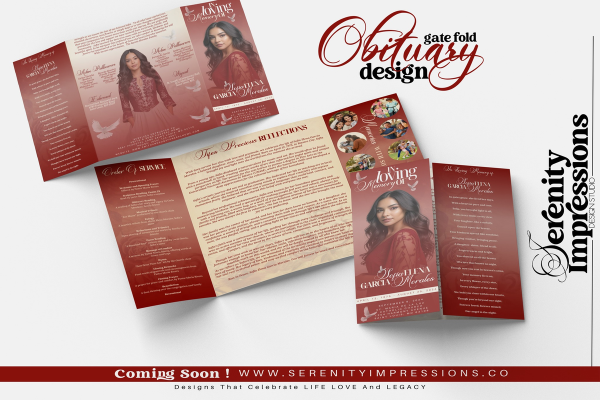 Gatefold  Obituary   (Design & Print) - Serenity Impressions Design Studio LLC