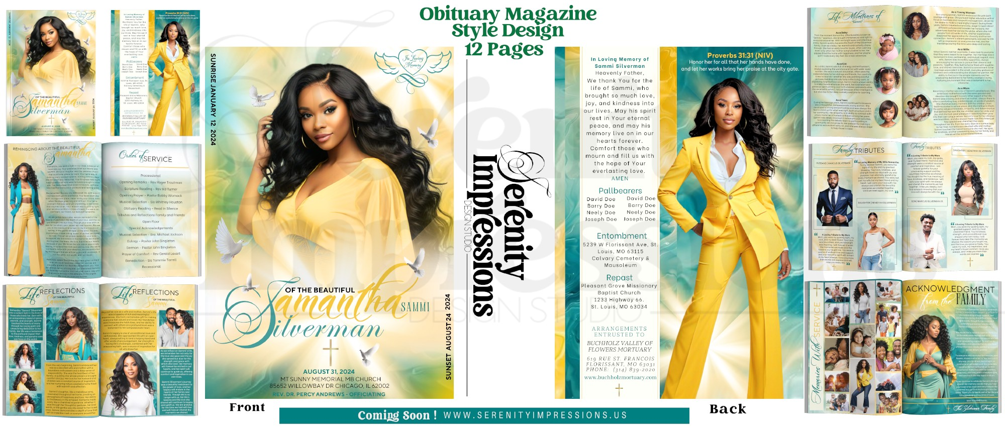 Magazine Style Obituary   (Design & Print) - Serenity Impressions Design Studio LLC