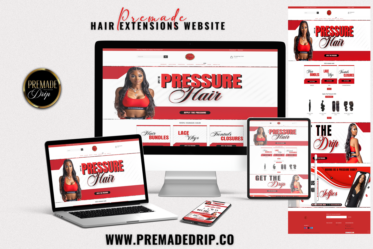 PRESSURE RED/BLACK PREMADE WEBSITE DESIGN + INSTALLATION - BrandingStudio314