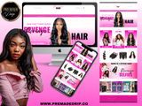 PINK/BLACK HAIR PREMADE WEBSITE + THEME INSTALLATION - BrandingStudio314