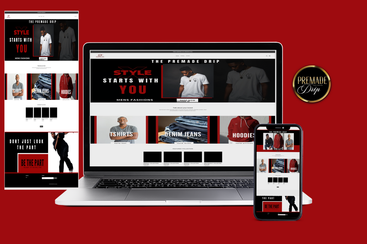 Mens Fashion  Premade Website Design + Theme Installation - BrandingStudio314